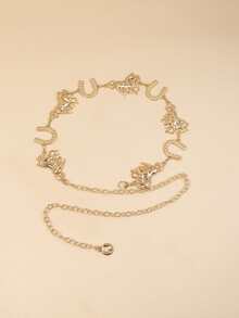 Gothic Heart-Shaped Gold Waist Belt/Chain/Belt/Body Chain, Suitable For Daily, Party, Concert, Beach, Halloween Costume Accessories For Women