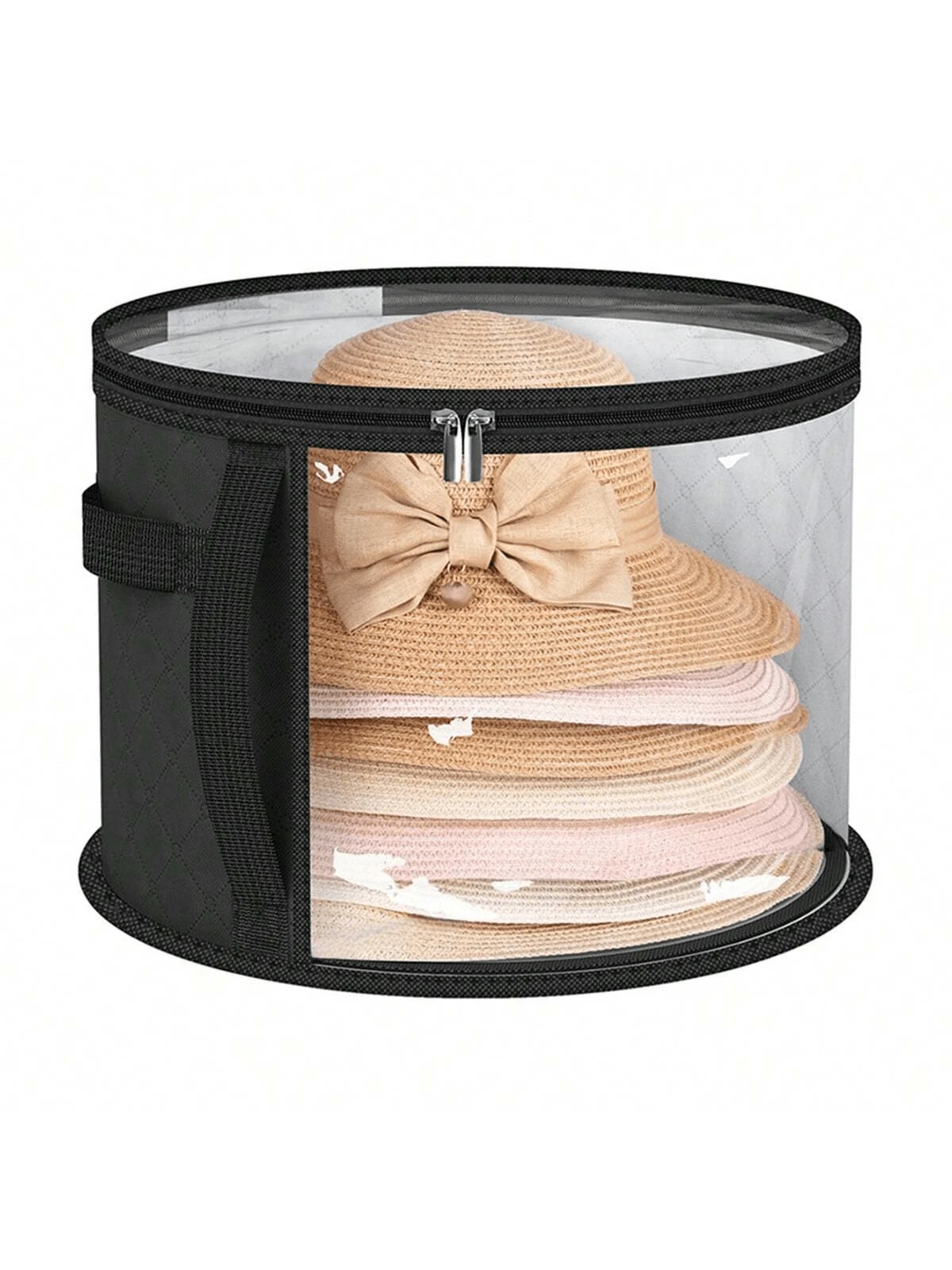 1pc Hat Storage Bucket, Hat Organizer, Beach Hat Storage Bag, Stackable Round Brimmed Hat Holder, Gender Reveal Party, Perfect For Birthdays, Weddings, Parties, The Perfect Gift For Colleagues, Friends, And Family, Back To School - Black - View 1