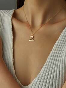 S925 Sterling Silver Gold Initial Necklaces Dainty 18K Gold Plated Tiny A-Z Pendant Choker Cute Personalized English Name Initial Letter Necklace For Women Gift - Yellow Gold - View 7