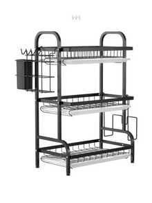 Dish Drainer, 3 Tiers - Black - View 5
