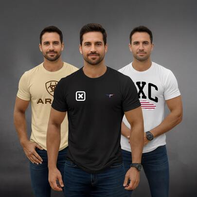 Kit 3 Camisetas Ariat Estampada Masculina Estilo Rodeio TXC Exclusivos
