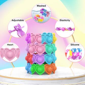 24个装按压式泡泡爆破感官玩具，派对礼品玩具，减压手环，按压式泡泡爆破感官玩具，圣诞袜填充物，情人节礼物，课堂奖励计划，礼品袋填充物，男孩女孩生日和节日礼物，多种款式可选