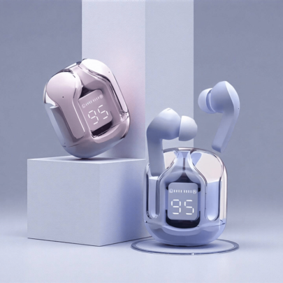 Original New TWS Wireless Earphones Transparent Bluetooth In Ear Headset ENC Sports Headphones LED Power Digital Display Stereo Sound Earbuds Apply To Smartphones