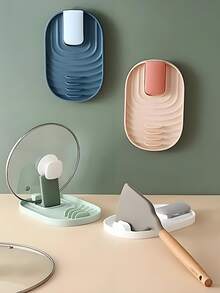 1个锅盖架，厨房沥水架，多功能锅盖架和厨具收纳架，节省空间，适用于勺子、汤勺和其他厨具。 - 彩色 - 查看 2