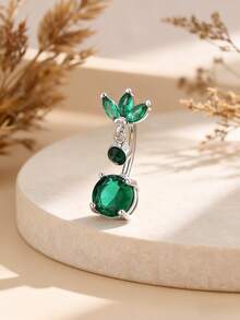 1pc Luxury Fashion Double Leaf Cubic Zirconia Belly Button Ring Piercing Body Jewelry For Women - Double-headed Leaves - View 19