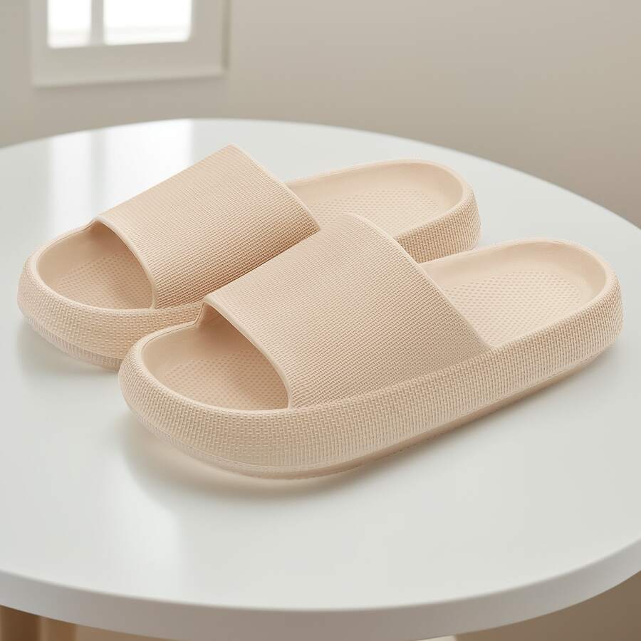 EVA Soft Pillow Slides For Men Non-Slip Indoor Outdoor Home Shower Beach Cloud Slippers - 杏色 - 查看 1