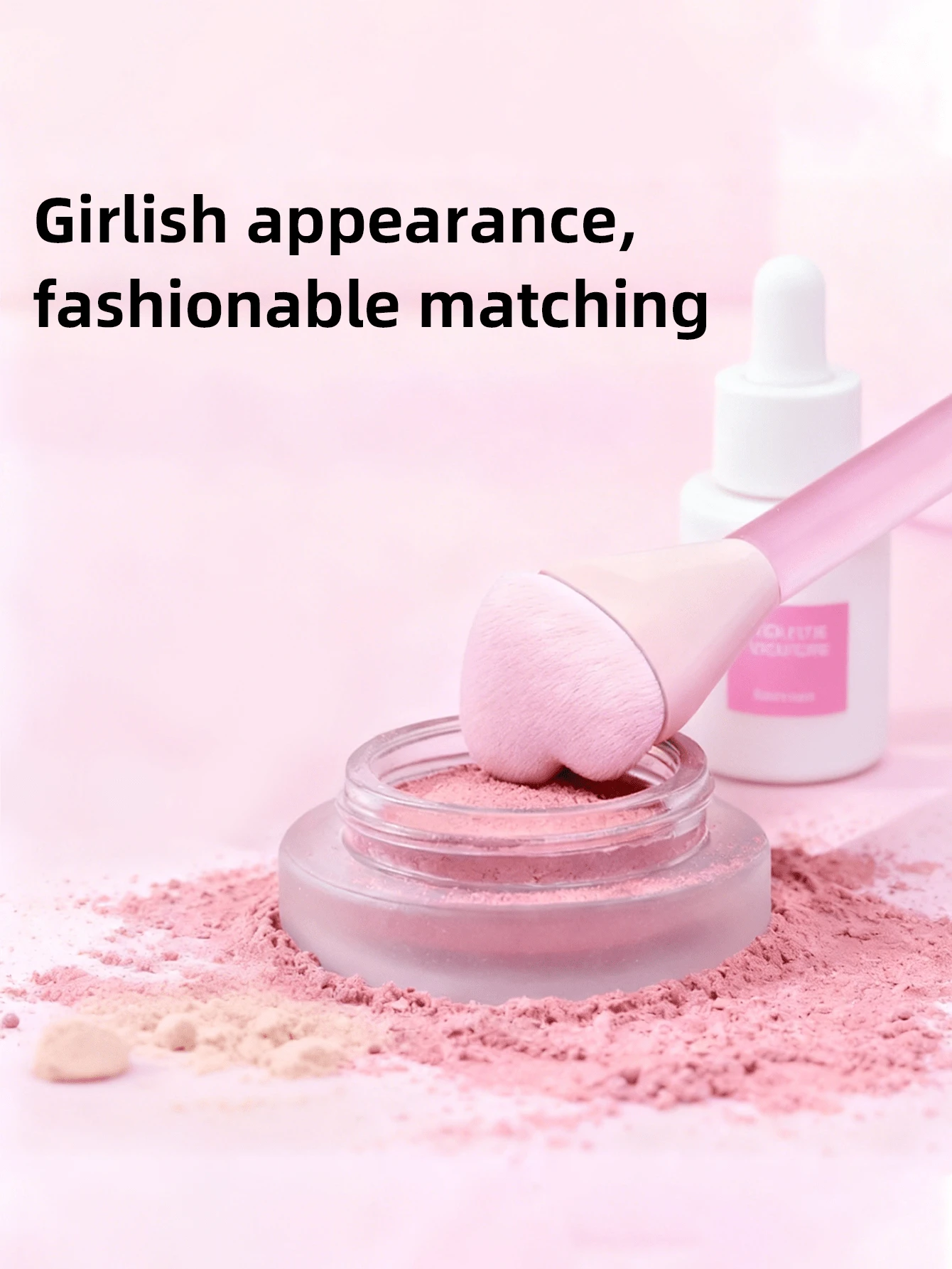 1pc Heart-Shaped Makeup Brush Set, Blush Brush, Foundation Brush, ABS Resin Handle, Soft Texture, Multi-Functional Makeup Tool, Gentle On Skin, Suitable For All Skin Types,Giveaways - Multicolor - View 1