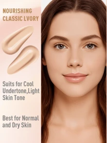 FV哑光防水粉底液 - 持久妆效，中高遮瑕，控油轻盈配方，防水遮瑕膏，全效遮瑕粉底液，专业妆前乳，适合混合性/油性肌肤，30克 - 滋養經典象牙色 - 查看 4