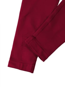 Women's Solid Color High-Waisted Sports Leggings, High-Elasticity Seamless Yoga Pants, Women's Indoor And Outdoor Sportswear, Bottoms - Đỏ - Xem 7