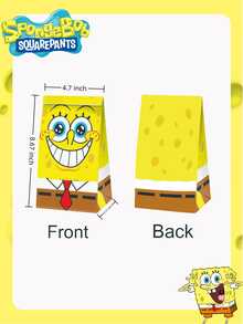 SpongeBob SquarePants Bộ 6/12 túi đựng kẹo, túi đựng đồ ăn nhẹ, túi giấy Kraft chủ đề SpongeBob, túi quà tặng tiệc tùng, lựa chọn tốt nhất để tạo không khí lễ hội, món quà trang trí tiệc và trang trí nhà cửa hoàn hảo cho bạn bè. - Nhiều màu - Xem 3