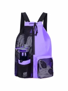 Bolsa de natación con mochila de cuerdas de malla y bolsa húmeda, mochila de playa, mochila de gimnasio