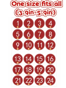 1pc (3.9in-5.9in)/ 1pc A4 (7.8in-12.2in) Christmas Advent Calendar Number Stickers,1-24 Christmas Countdown Calendar Stickers,Christmas 1-24 Number Stickers,Xmas Countdown Calendar Stickers DIY,Christmas Countdown Office & School Supplies Party Gift Seal Sticker,Scrapbook Supplies,Halloween Decor,Teacher Accessories,School Supplies