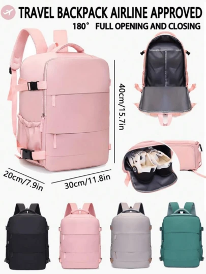 Zaino da donna, zaino da viaggio di grande capacità, zaino per pendolarismo/scuola, borsa laptop di moda, borsa da viaggio aziendale a breve distanza, conforme alle normative di Ryanair, Wizz Air e altre compagnie aeree