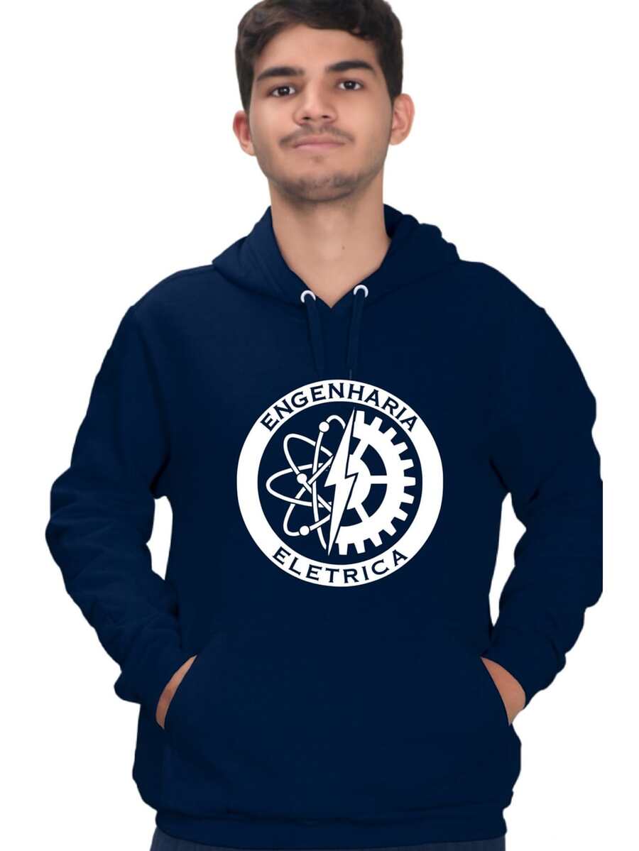 Unisex Electrical Engineering Sweatshirt With Kangaroo Pocket And Adjustable Hood. - Navy Blue - View 1