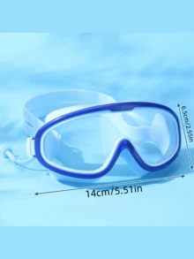 1 Pair Adult Large Frame Swimming Goggles, Anti-Fog, High Definition, Integrated Ear Plugs, Silicone Material, Swimming Equipment