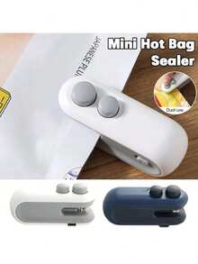 1 Piece Magnetic Food Bag Sealer - USB Rechargeable Portable Sealer, Suitable For Chips, Cookies, Lunch Boxes, Travel, Home And Office Use - Includes Charging Cable, White & Blue Color, Food Storage Sealing Tool, Modern Kitchen Companion, Durable - Multicolor - View 10