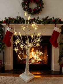 1个24头60厘米高高亮LED白色桦树灯，带USB线和3节AA电池盒，家居装饰雪花圣诞树灯，节日装饰五角星圣诞装饰，房间婚礼装饰星形树LED灯，斋月装饰树灯，房间装饰白色桦树圣诞树灯，仙女灯，露营灯 - 黃色 - 查看 8