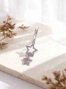 1pc Fashionable Luxury Star Cubic Zirconia Navel Ring, Body Piercing Jewelry For Women, Party Accessory - Star - View 11