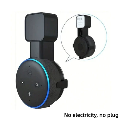 1 PC Wall Mount Holder Black, Outlet Wall Mount Stand for Echo Dot 3rd Generation Plug Mount for Alexa Smart Home Speakers Voice Assistants Space Saving Accessories with Cable Management, get echo up in bathroom, kitchen or bedroom.