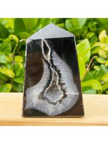 1PC Natural Black Onyx Geode Agate Point - Casual Rock Crystal For DIY, Home Decor, Jewelry Making, Birthday, Halloween, Christmas Party Decorations - Multicolor - View 7