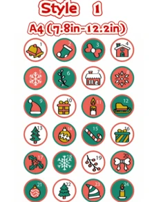 1pc (3.9in-5.9in)/ 1pc A4 (7.8in-12.2in) Christmas Advent Calendar Number Stickers,1-24 Christmas Countdown Calendar Stickers,Christmas 1-24 Number Stickers,Xmas Countdown Calendar Stickers DIY,Christmas Countdown Office & School Supplies Party Gift Seal Sticker,Scrapbook Supplies,Halloween Decor,Teacher Accessories,School Supplies