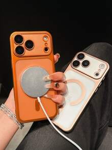 全新奢华哑光磁吸手机壳，兼容 17/16/15/14/13 Pro Max，半透明带镜头保护膜，瞬间升级至 17 系列 - 橘色 - 查看 5