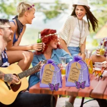 30个紫色蝴蝶钥匙扣套装，含礼品袋和感谢标签，可爱蝴蝶钥匙扣，适合派对、派对礼物、自然爱好者和生日派对用品 - 彩色 - 查看 4