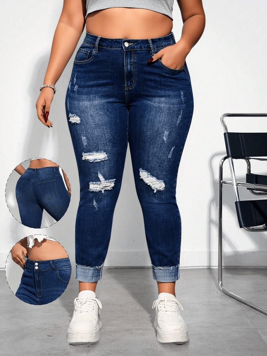 Plus Size Jeans - Blue - View 1