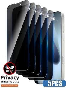 5PCS Privacy Anti-Peeping Tempered Glass Screen Protector Film Compatible With IPhone 17 Air 16 Pro 15 14 13 12 11 Promax No Bubbles, Oil Repellent Coating, High-Definition Display Screen Full Coverage And Easy Installation High Hardness, Round Edge Dust-Proof Design Anti Spy Glass Film - 5PCS - View 18