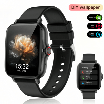 1pc Unisex Smart Watch, Multiple Sports Modes, Distance Tracking, Music Control, Remote Camera, Wireless Call, Customizable Dial, Smart Notifications, Alarm, Weather, 1.44" Full Touch Screen, Compatible With IOS/Android Phones