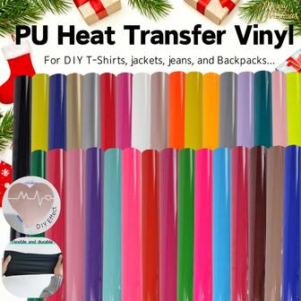 CHEONET-PU荧光热转印乙烯基材料，适用于T恤、包袋，熨烫式乙烯基材料，适用于所有切割机，易于切割。