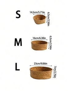 1个/2个/3个装编织收纳篮，厨房姜蒜收纳篮，圆形玄关餐具收纳篮，桌面收纳篮，小型杂物篮，零食收纳篮，家用野餐篮 - 彩色 - 查看 7