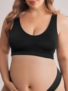 Plus Size Seamless Sports Bra For Women, Full Coverage, Racerback Design, Comfortable & Breathable Yoga Bra, Curve & Maternity Support