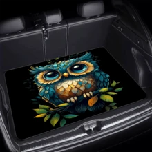 1pc Green Owl Pattern Multifunctional Car Trunk Storage Mat, Simple And Stylish Design, Enhances Interior Space, Compatible With Most Car Models, Christmas Car Decoration - Green Owl - View 8