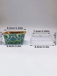 50pcs/Set Bohemian Style Square Cupcake Liners, Heat-Resistant Paper Cups With Gold Foil, Disposable Muffin Cups, Suitable For Party, Wedding, Birthday, Lid Optional - Green 1 - View 2