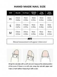10片Y2K风格杏仁形裸色假指甲，饰有白色闪粉圆点和星星水钻，包含1个指甲锉和1张指甲胶贴。这款可卸式美甲套装适合节日、派对、约会和日常佩戴。美甲用品 - 白色 - 查看 4
