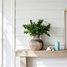 1pc 6-Inch Ceramic Farmhouse Style Vase, Rustic Pottery Decorative Vase, Boho Home Decor, Suitable For Tabletop, Living Room, Bathroom, Shelves, Fireplace