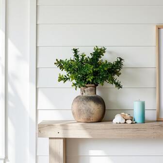 1pc 6-Inch Ceramic Farmhouse Style Vase, Rustic Pottery Decorative Vase, Boho Home Decor, Suitable For Tabletop, Living Room, Bathroom, Shelves, Fireplace