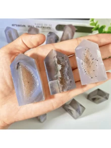 1PC Natural Black Onyx Geode Agate Point - Casual Rock Crystal For DIY, Home Decor, Jewelry Making, Birthday, Halloween, Christmas Party Decorations - Multicolor - View 8