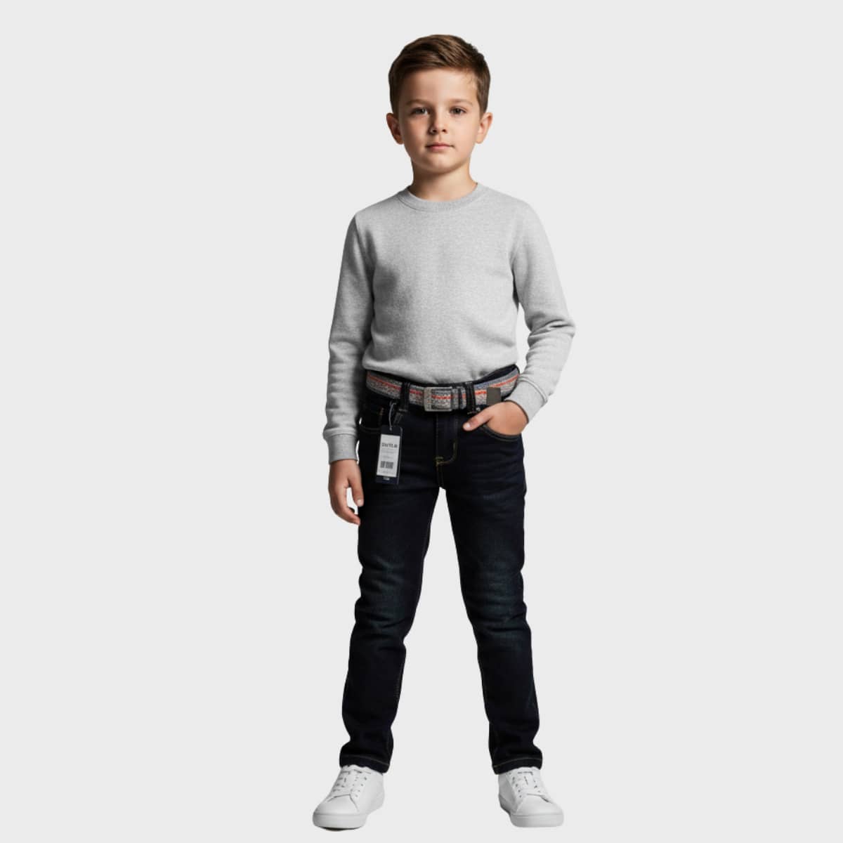 Dark Blue Jeans With Included Belt – Perfect For Boys Full Of Attitude! - Blue - View 1