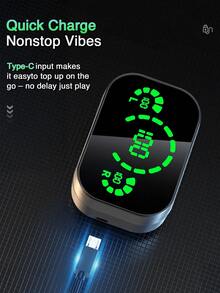 Auriculares inalámbricos verdaderos con pantalla LED dual. Diseño de metal elegante, larga duración de la batería y ajuste . - Negro - Ver 5