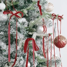 1Roll 50 Yards Burgundy Velvet Ribbon Spool,Green Velvet Ribbon Single Face Forest Green Velvet Ribbon For Christmas Tree Ornaments, Gift Wrapping, Wreath Decor, Fall Decor, Invitations, Bows, Flower Bouquet - Multicolor - View 5