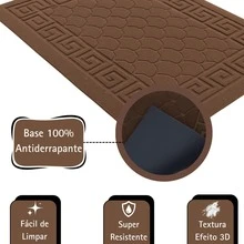 Entrance Door Mat Kit 40 X 60 Cm Non-Slip Rubber 1 Or 2 Pieces Decorative Slim Habitat - 鏽棕色 - 查看 2