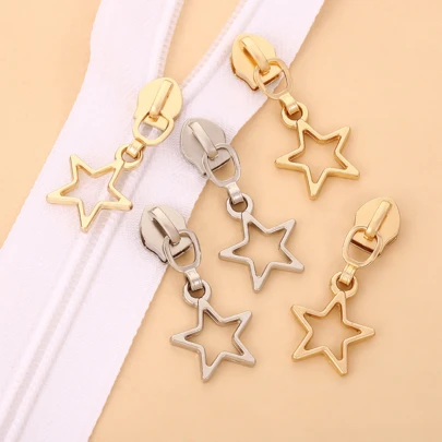 5/10/20 个银色五角星形拉链拉片，适用于服装、夹克、鞋子、包包、床上用品、枕套、帐篷和其他拉链配件。