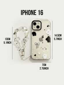 Kawaii Black White Cloud Star Bear Phone Case with Pearl Star Wrist Strap Bracelet Set, Transparent Shockproof iPhone Cover, 2-in-1 Stylish Accessory, Cute Cartoon Design, Detachable Bracelet for Daily Wear,Gift for Teens Girls Women, Daily/Travel/School Use, Media-FReool - 黑白貓蘋果手機殼 - 查看 11