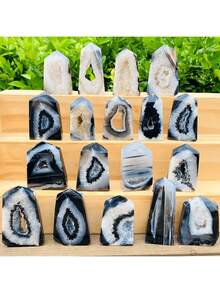 1PC Natural Black Onyx Geode Agate Point - Casual Rock Crystal For DIY, Home Decor, Jewelry Making, Birthday, Halloween, Christmas Party Decorations - Multicolor - View 3