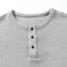 1pc Men Henley Neck Waffle Knit Top, Comfortable Casual, Henley Collar, Easy To Wear, Button Detail, Suitable For Daily Outings, Old Money Style, Fall