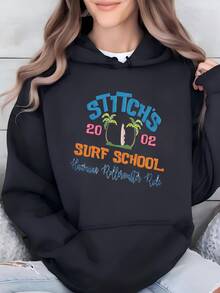 Womens  Stitch Sweahoodie: Lilo  Stitch Surf School Hoodie - màu đen - Xem 2