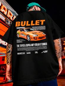 Camiseta Bullet Supra MK4 Laranja Coleção Carros Automobilismo Camisa Blusa Unissex Masculino Feminino 100% Algodão Top Premium Streetwear Lançamento Varias Cores!! Plus Size - Preto - Visão 3