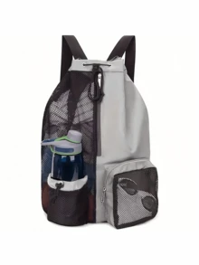 Bolsa de natación con mochila de cuerdas de malla y bolsa húmeda, mochila de playa, mochila de gimnasio